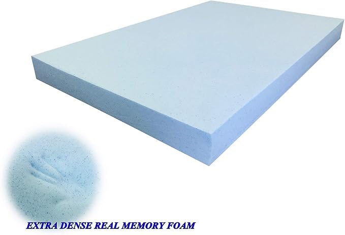 High Density Solid Blue Cooling Gel Infused Memory Foam Pad Dog Pet Bed + Internal Waterproof Cover (55x37x4 Inches (2pack))