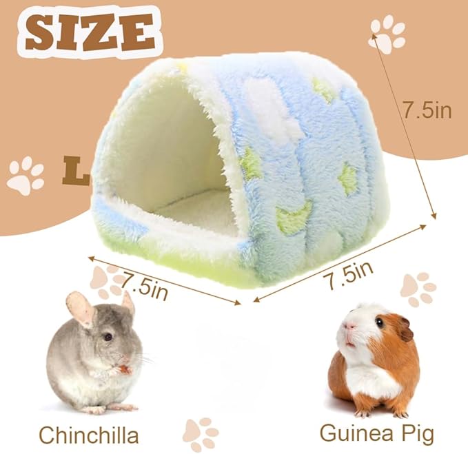 Meow&Woof 2 Pack Cozy Small Animal Beds with Hock, Winter Guinea Pig House, Hamster Sand Bath Container, Large Sandbox Toilet Gerbil Batheoom, Tiny Chinchilla Dust Bathtub Sand Bath Box for Hamster Ca
