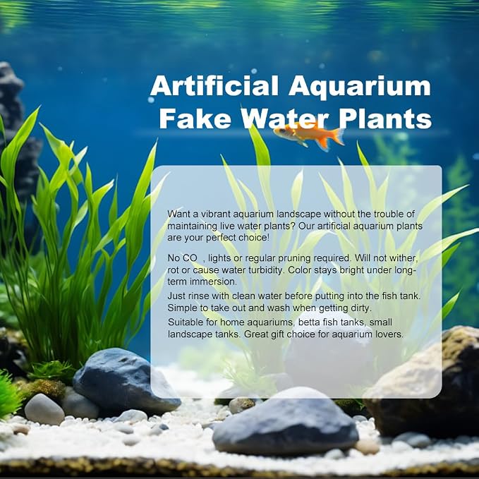 DSkoiph 2 pcs Aquarium Decor Plastic Plants Extra Large 21 Inches Artificial Fish Tank Plants Tall Fish Tank Decorations Artificial Green Water Plants (Green)