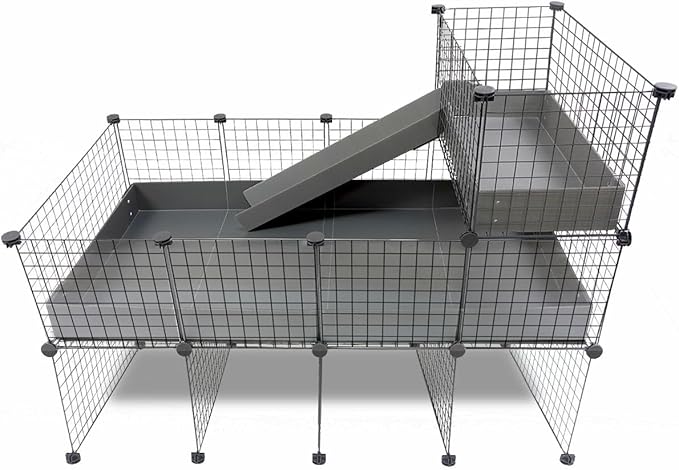 GuineaDad Piggy Condo – Premium C&C Cage with Balcony, Ramp, & Pillars for Guinea Pigs & Small Animals with Coroplast Base | Acrylic, C&C Grids for Small Pets (C&C Grids, Standard (29" x 58.5" x 42"))