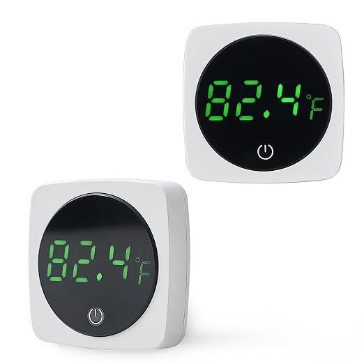 Aquarium Thermometer, Digital Fish Tank Thermometer Stick On, LED Display ±0.9°F with Touch Button for Aquatic Pets, Fish, Betta Axolotl & Turtle (2)