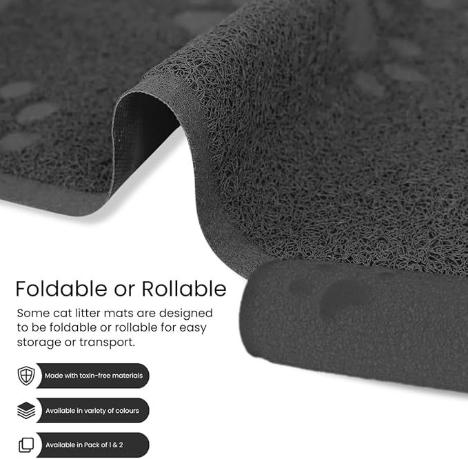Andalus Small Cat Litter Mat, Pack of 1 - Waterproof, Non-Slip & Easy to Clean Cat Litter Box Mat for Extra Efficient Pet Litter-Trapping, Grey (15.75” X 11.75”)