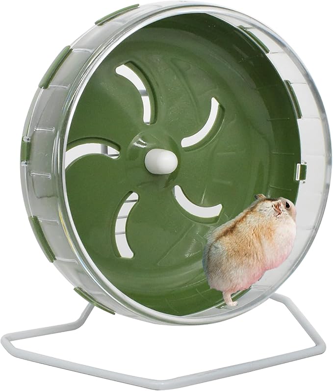 Hamster Wheel, 8.5 inch Silent Hamster Exercise Running Wheel with Stand,Pet Small Animals Exercise Running Toys,Adjustable Quiet Spinner for Guinea Pigs, Sugar Gliders, Gerbils (Green, 8.5in)