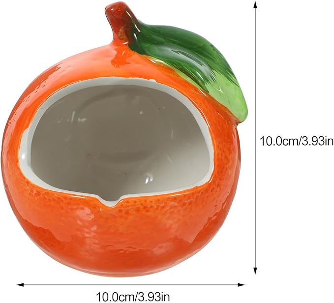 POPETPOP Ceramic Hamster Hideout: Orange Hamster House - Small Animal Hide for Chinchilla, Hedgehog, 10x10cm