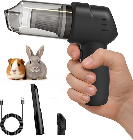Guinea Pig Handheld Vacuum Cleaner Cage, Guinea Pig cage Cleaner, Rabbit Poop Vacuum, for Lightweight Cleanup of Guinea Pig, Rabbit, Hamster, Chinchilla, Reptile, Bird（Black）