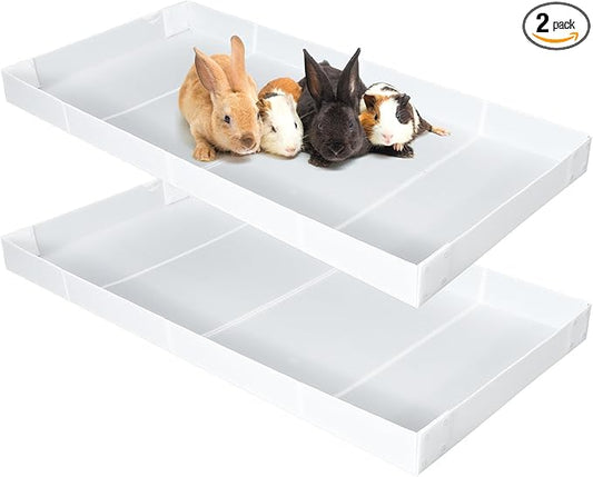 Wenqik 2 Pcs Guinea Pig Cage Liner Corrugated Plastic Cage Liner Base 2 x 4 Panel Size Guinea Pig Cage Bottom for Small Animals Hedgehogs Rabbits Cages Tray, 55 x 27 Inch(White)