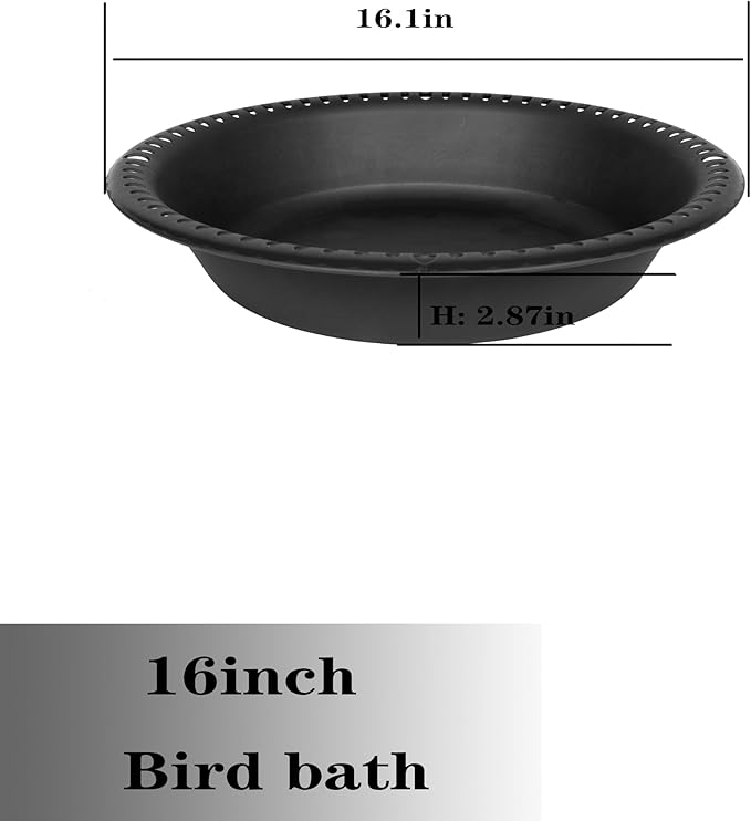 OVZILKI Bird Baths for Outdoors Heavy Duty, 16 inch BirdBath Bowl Only with Rust-Proof Black Chains, Hanging Bird Bath Hanging Bird-Feeder for Garden Backyard Decor (Black 1 Pack)