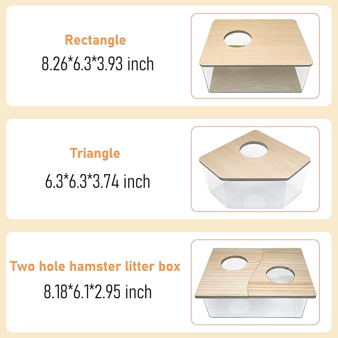 PINVNBY Hamster Sand Bath Box, Transparent Acrylic Sand Bath Shower, Gerbils Digging Room Container with Climbing Ladder and Ceramic Bowl, Litter Box for Hamsters Guinea Pigs Mice (Triangle)