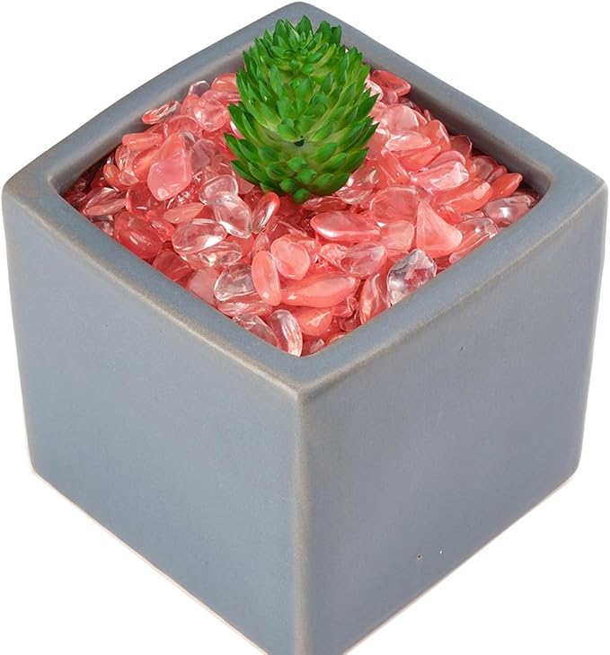 WAYBER Crushed Pink Man-Made Quartz Decorative Gravel Stones, 2 Lbs (920g) | Toxin-free, Colorfast, Great for Reiki Healing, DIY Crafts, Vase Filler, Aquarium Landscaping & Planter Décor