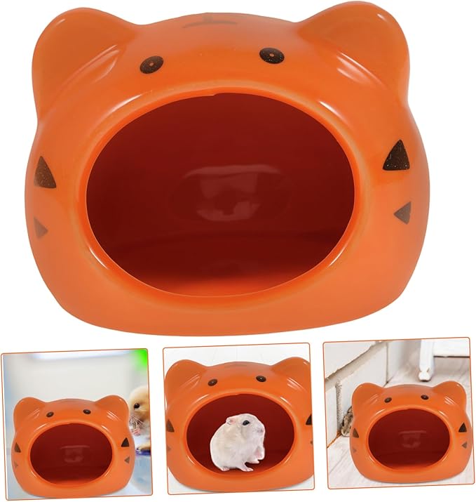 1pc Nest Chinchilla Ceramic House Hedgehog Hideaway Squirrel Cage Guinea Pig Sleeping Bed Small Animal Cave Chinchilla Mini Hut Small Pet Hideout Ceramics Pet House Hamster