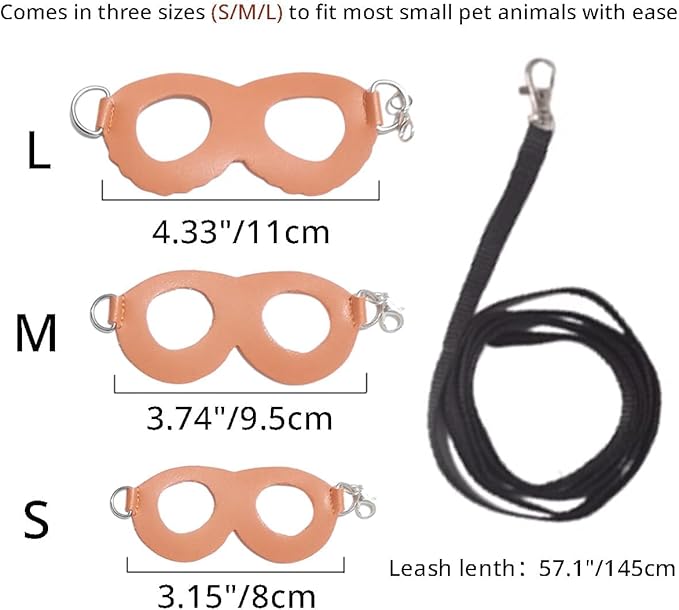 MANON ROSA Sugar Glider Harness & Leash Set - Escape-Proof 3-Piece Adjustable Vest for Squirrels Rats Mice Mouse & Small Animals - Hamster Gerbil Walking Gear, Pet Toy Accessories, Orange