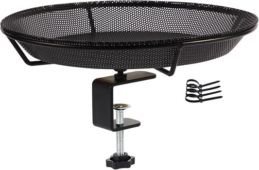 HRAYLTOP Deck Mounted Bird Feeder Bowl with 1.8 inch Thick Iron Clamp - Detachable Outdoor Decor for Garden Backyard Patio and Deck - Perfect for Attracting Birds