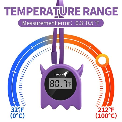 Aquarium Thermometer-Flexible Hang on Water Temperature Gauge | High precision,long battery life,LED Display Aquarium Thermometer Digital for Betta Turtle Axolotl Tanta Reptile accessories