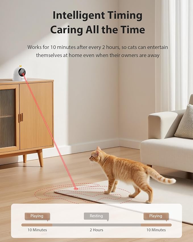 ROJECO Auto Laser Cat Toys for Indoor Cats,Upgraded Interactive Cat Toy with Magnetic Base,3 Speed Modes & Auto Sleep,Rechargeable Interactive Cat Toys for Bored Indoor