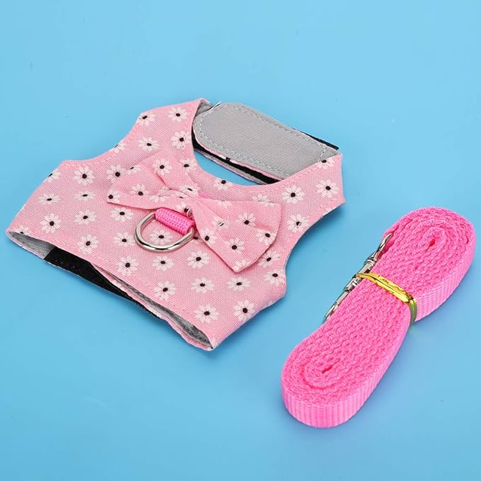 GLOGLOW Small Pet Leash Vest, Soft Fabric Rabbit Harness and Guinea Pig Carrier for Small Pets with Adjustable Straps, Great for Indoor and Outdoor Activities (M)