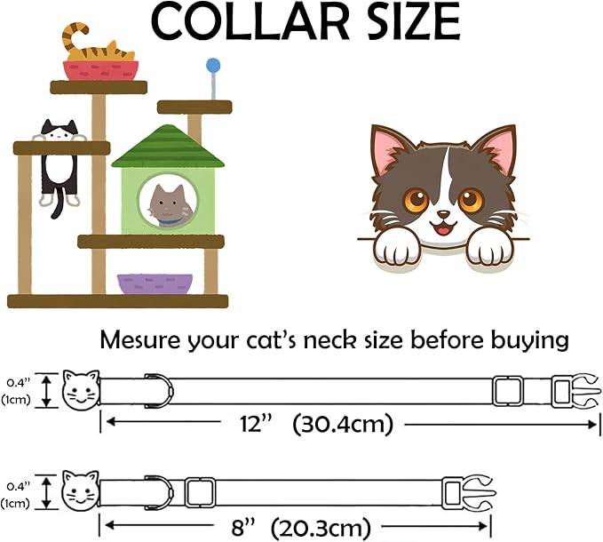 Elegant little tail Independence Cat Collar- 2 Pack Flag Print Cotton Breakaway Cat Collars with Bell Pendant Kitten Boy Girl Safety Adjustable Collar for Small Cats Puppy