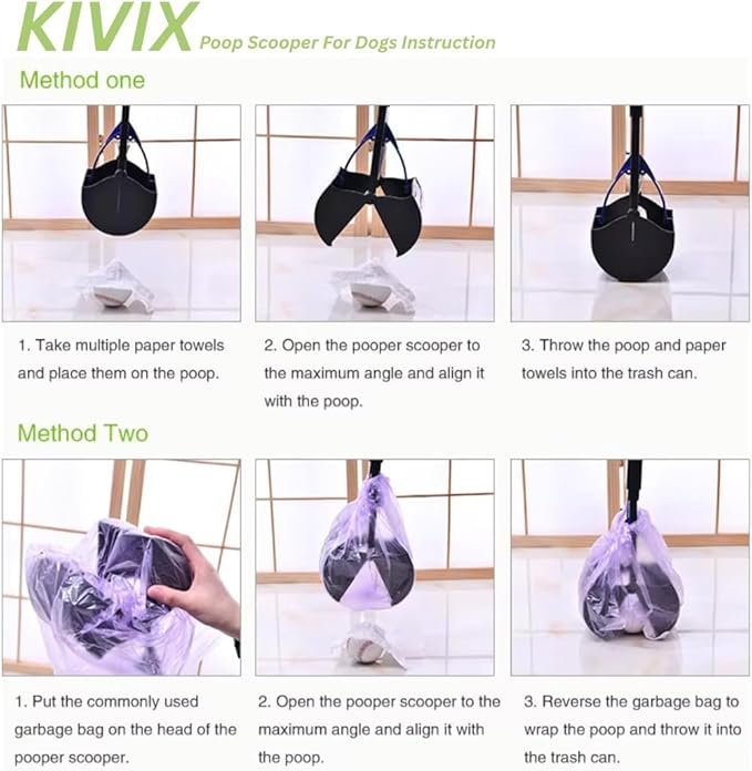 KIVIX 28" Pooper Scooper Pack of 2 Foldable Dog Poop Scoop with Unbreakable Material and Durable Spring - Easy to Use for Grass, Dirt, Gravel