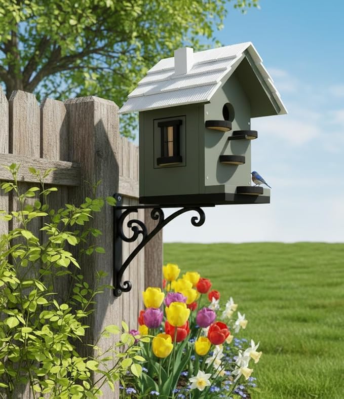 CEDAR ALPHA Large Bird Houses for Outside Clearance Wooden Bird House Kit - Bluebird House for Outside - Build it Yourself Birdhouse Kits for Adults to Build - Pole Mountable - Easy Open for Cleaning
