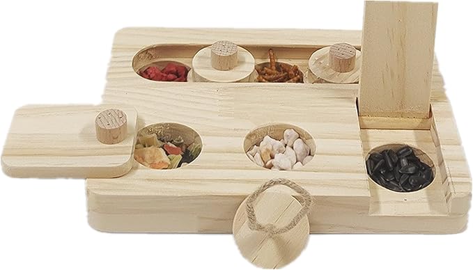 alfyng Guinea Pig Foraging Puzzle Toys, Wooden 6 in 1 Interactive Hamsters Feeder Toy, Rabbit Sniff n' Snack Treat Dispenser Funny Toys for Small Animal, Rabbits, Bunny, Chinchillas, Rats and Gerbils