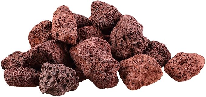 About 120 PackAquarium Red Lava Rock Fish Tank Volcanic Pumice Stones for Shrimp Betta(1''-1.2'')