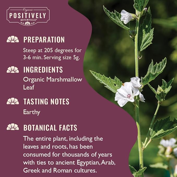 Organic Positively Botanicals Company, Marshmallow Leaf, Herbal Tea Loose Leaf Botanical, 16 Ounce