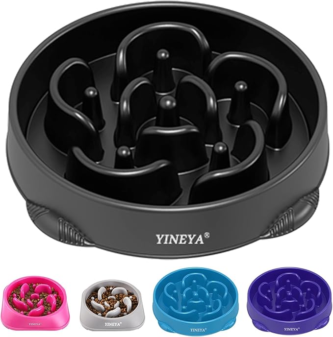 YINEYA 4 Cups Slow Feeder Dog Bowls Large Breed, Anti-Choking Pet Supplies, Maze Dog Food Bowl, Puzzle Feeder That Slow Down Eating