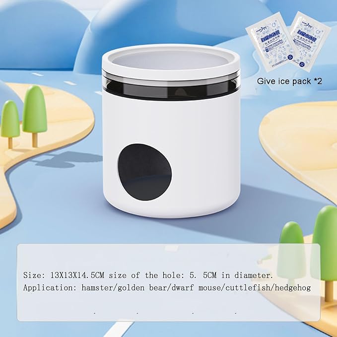 Hamster Hideout, Hamster Cage Habitat Creative Cooling Hamster Bed, 2 Ice Packs Included,Hideouts for Syrian Dwarf Hamsters Guinea Gerbils Lemmings or Other Similar-Sized Small Pet (White)