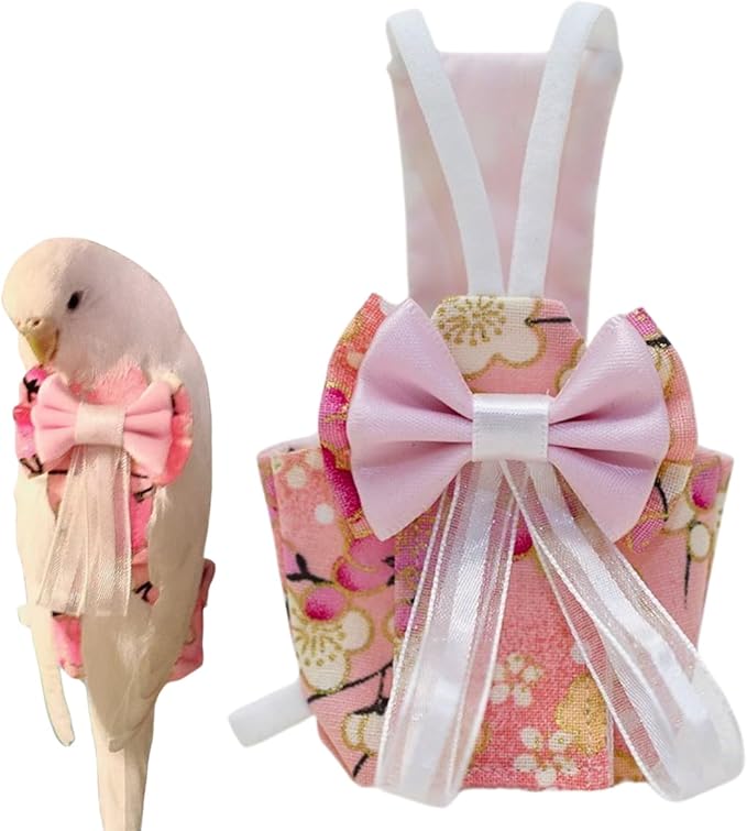 Bird Diaper Cockatiel Clothes Flight Suite, Reusable Parrot Nappy with Waterproof Inner Layer, Cute Pigeon Pants Urine Wet Suit Costume for Conure Macaw (Pink,2XL)
