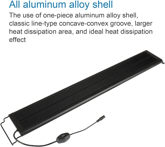 WaterRebirth LED Aquarium Light, Full Spectrum Fish Tank Led Light with Aluminum Alloy Shell Extendable Brackets (48-54 in)