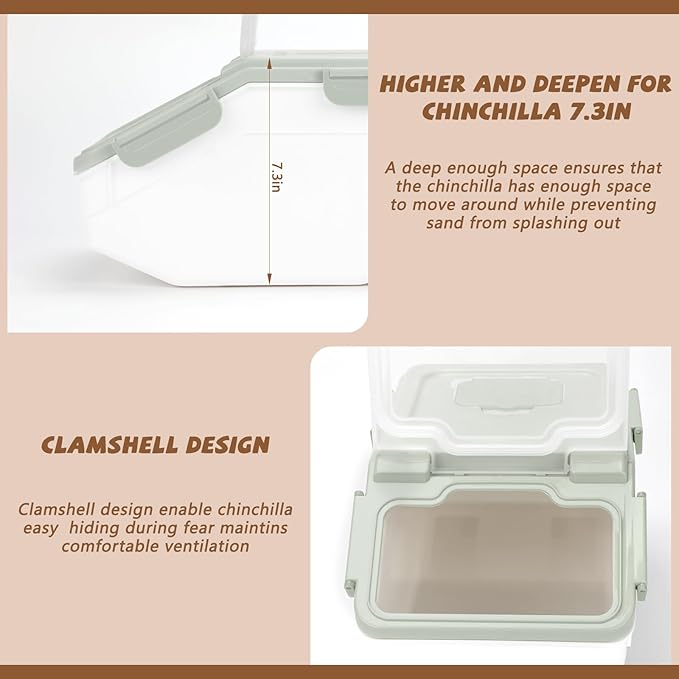 Extra Large Chinchilla Sand Bath Container Kit, Plastic Chinchilla Dust Bath House with Wash and Care Accessories, Dust Bathtub for Hamster Hedgehog Guinea Pig and Other Small Animals