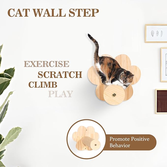 TAKEKIT Cat Wall Shelves and Perches, Wall Mounted Cat Furniture with Hammock, Bridge, Tree, Steps and Scratching Posts, Wooden Climbing System for Indoor Large Cats and Kittens