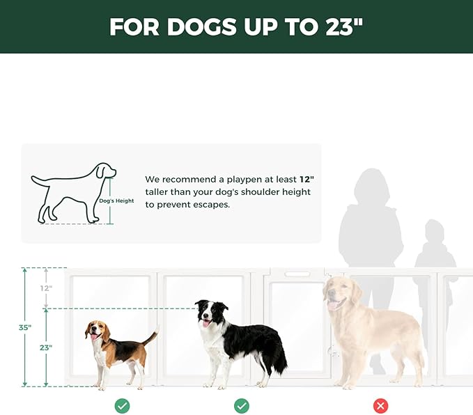 FXW AuraSpace Acrylic Indoor Dog Playpen for Medium Dogs, 35 Inch 6 Panels, White