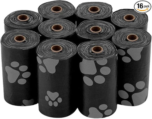 Best Pet Supplies Dog Poop Bags for Waste Refuse Cleanup, Doggy Roll Replacements for Outdoor Puppy Walking and Travel, Leak Proof and Tear Resistant, Thick Plastic - Black, 240 Bags
