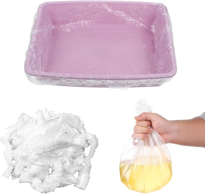 Qianyu 50 PCS Small Animal Cage Liners Disposable Rabbit Bedding & Litter Box Liners Toilet Plastic Film Pan Bags for Bunny Cat Guinea Pig Bird Hamster Chinchilla