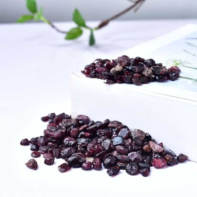 Erliway 100g Natural Garnet Crystal Chips 7-9mm Tumbled Stones | Small Crushed Crystal Stone, Polished Crystals Chips for Fish Tank, Healing Tumbled Rocks for Reiki Jewelry Making Home Décor