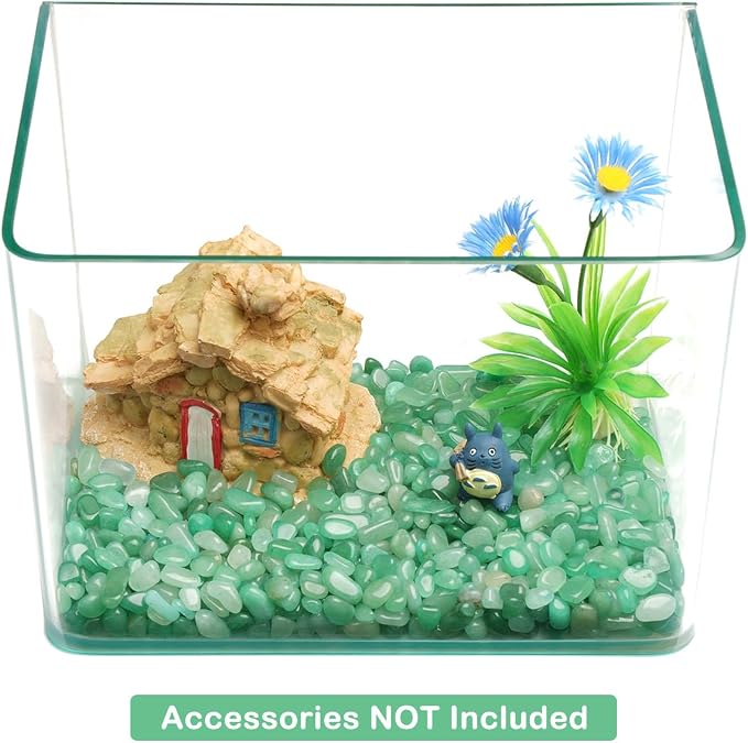 WAYBER Natural Crushed Green Aventurine Quartz Decorative Stones, 2 Pounds | Toxin-free, Colorfast, Great for Reiki Healing, DIY Crafts, Vase Filler, Aquarium Landscaping & Planter Décor