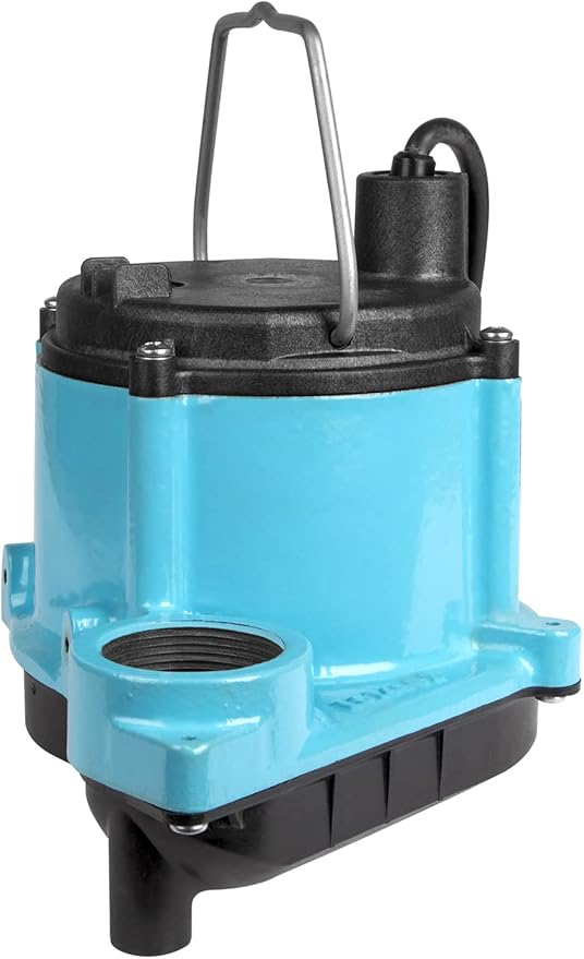 Little Giant 6-CIM-R 115-Volt, 1/3 HP, 2750 GPH Manual (No Switch) Submersible Sump Pump for Sump Systems and General Dewatering, 10-Ft. Cord, Blue, 506271