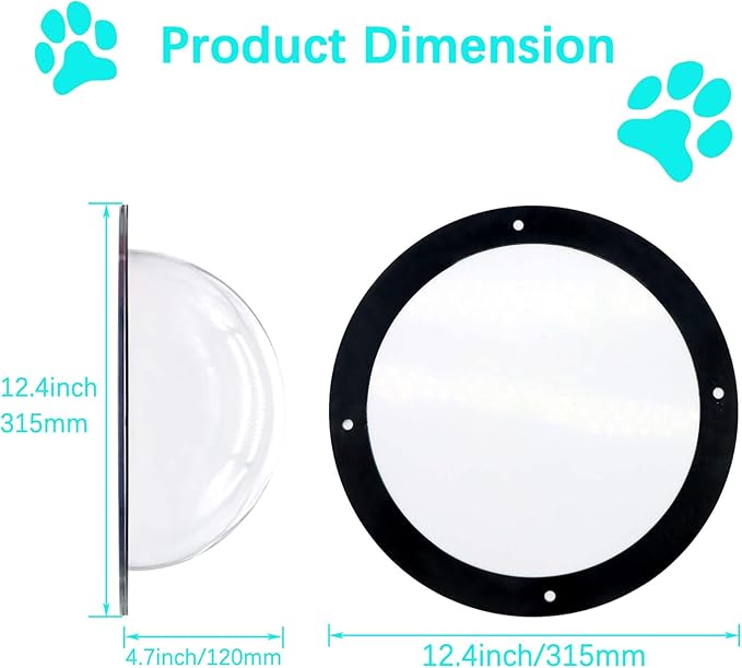 2-Pack 12.4" Acrylic Dog Fence Peek Window – Clear Dome Pet Viewing Panel for Dogs and Cats