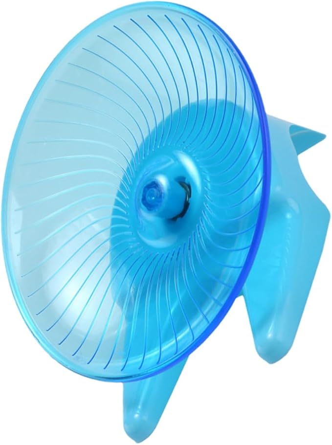 Cabilock Silent Pet Running Wheel with Non-Slip Stand, 7-inch Flying Saucer Hamster Exercise Wheel for Gerbils, Hamsters, and Small Animals, Light Blue Small Animal for Active Play