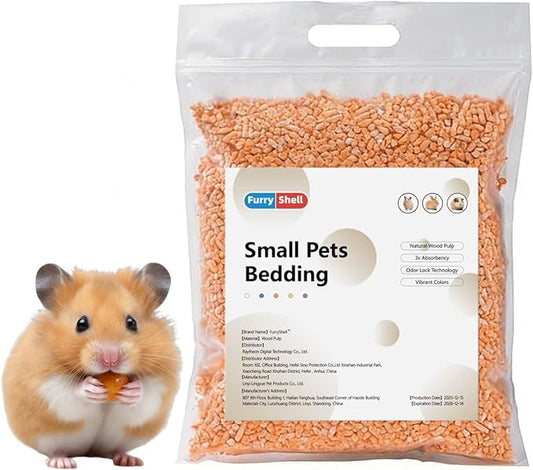 Natural Paper Pellet Bedding for Small Animals - Super Absorbent Odor Control Rabbit Litter, Hamster Bedding, Guinea Pig Cage Liners, Dust-Free(2.2lb) (Orange)