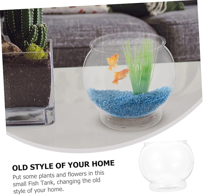 Fish Bowl Transparent Tabletop Fish Tank Globe Bowl for Goldfish Clear Plastic Tank Decor Desktop Aquarium for Home Office Party Plant Display