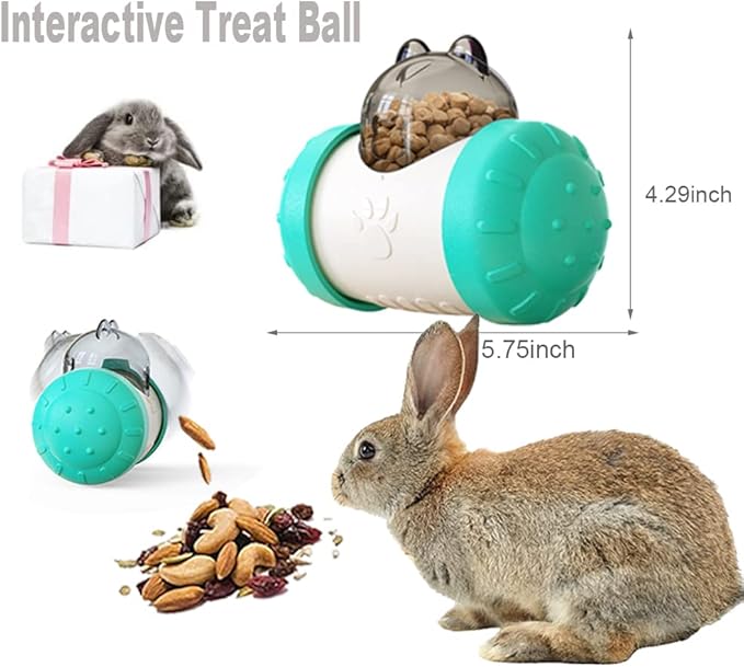 Interactive Treat Ball for Rabbits, Roll and Push, Use with Diced Carrot, Dried Herbs or Dried Fruit, Snack Toy Ball for Rabbits, Guinea Pigs, Chinchillas, Hamsters, Gerbils, Rat Ect