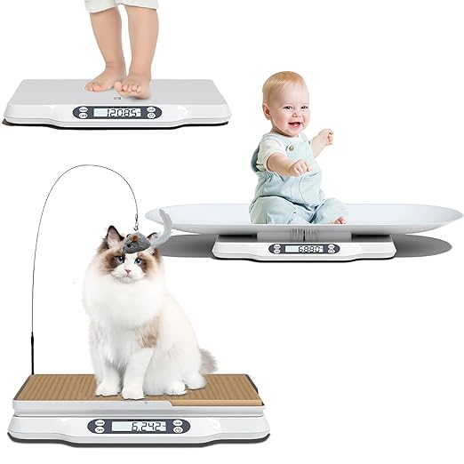 Pet Scale for Cats and Puppy,Baby Weighing Scale,Digital Scale with 2 Tray and Cat Scratcher,Up to 66 Lbs,Multiple Weighing Scale for Small Animals,Cats, Dogs