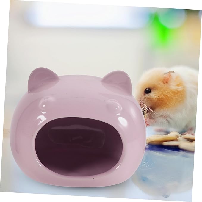 Ceramic Small Pet Hideout Cozy House Bed for Hamsters Gerbils Guinea Pigs Hedgehogs Small Animals Comfortable Shelter and Decorative Cage Accessory