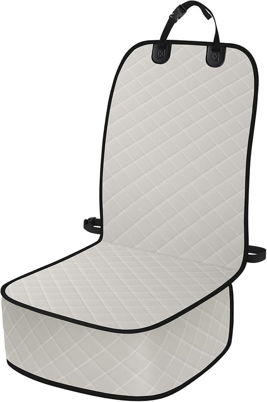 ELONGRIVER Dog Car Seat Covers, Waterproof Front Seat Cover for Dogs, Scratch-Proof, Nonslip Pet Passenger Seat Cover Protector, Universal Fit for Cars Trucks SUVs, Standard Size, Beige