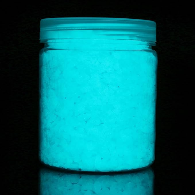 Shiny Stone Glow in The Dark Aquarium Gravel Sand, Blue, 3-5mm | Neon, 305g/0.67lbs, For Fish Tank and Fairy Garden, Decorative Rocks, Home Decor