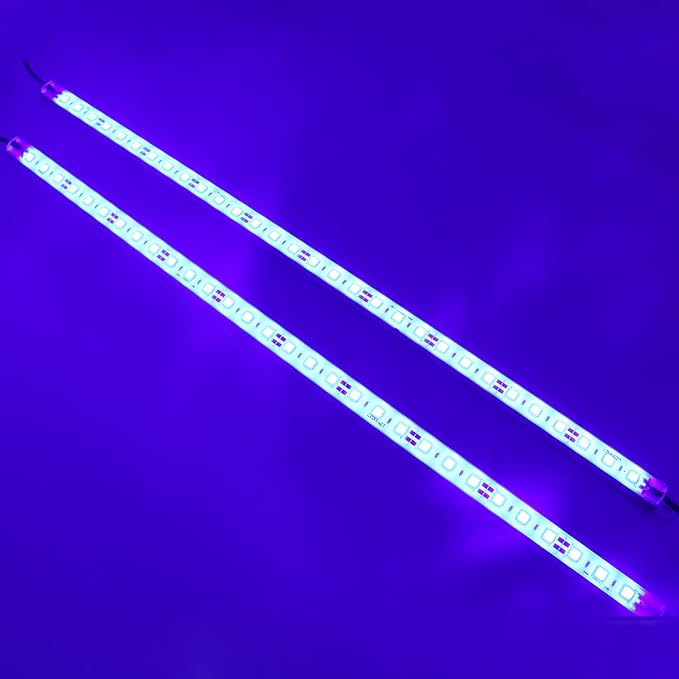2 pc 20" 440nm Blue Waterproof Aquarium LED Aluminum Lighting 12VDC | SMD 5050 IP67 LED Rigid Bar Grow Plant Light Strips Boat Rigid LED Lights Marine LED Lights Bar (No Adapter and Dimmer)