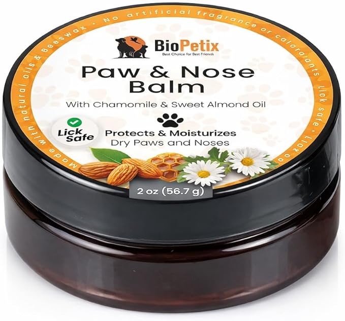 Dog Paw Balm & Dog Nose Balm – 8-in-1 Paw Protector with Beeswax Barrier & Botanical Complex – Lick Safe Paw Wax for Dry Cracked Paws, Hot Pavement, Snow & Winter Salt – for Dogs & Cats