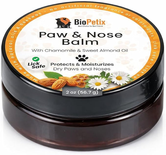 Dog Paw Balm & Dog Nose Balm – 8-in-1 Paw Protector with Beeswax Barrier & Botanical Complex – Lick Safe Paw Wax for Dry Cracked Paws, Hot Pavement, Snow & Winter Salt – for Dogs & Cats