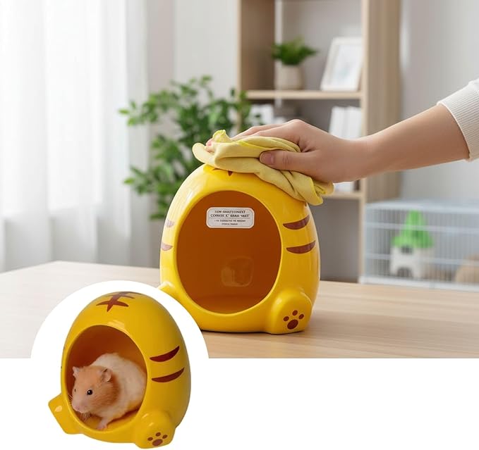 Ceramic Pet Nest for Small Animals - Hamster Ceramic House with Smooth Interior, Enclosed Hideout for Comfortable Shelter and Ventilation
